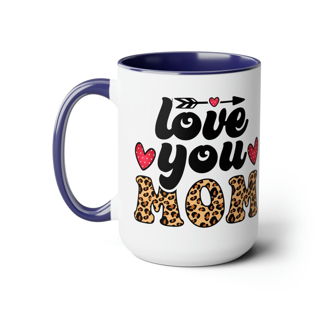 Accent Ceramic Coffee Mug 15oz - Love you Mom Leopard Print Black Illustration