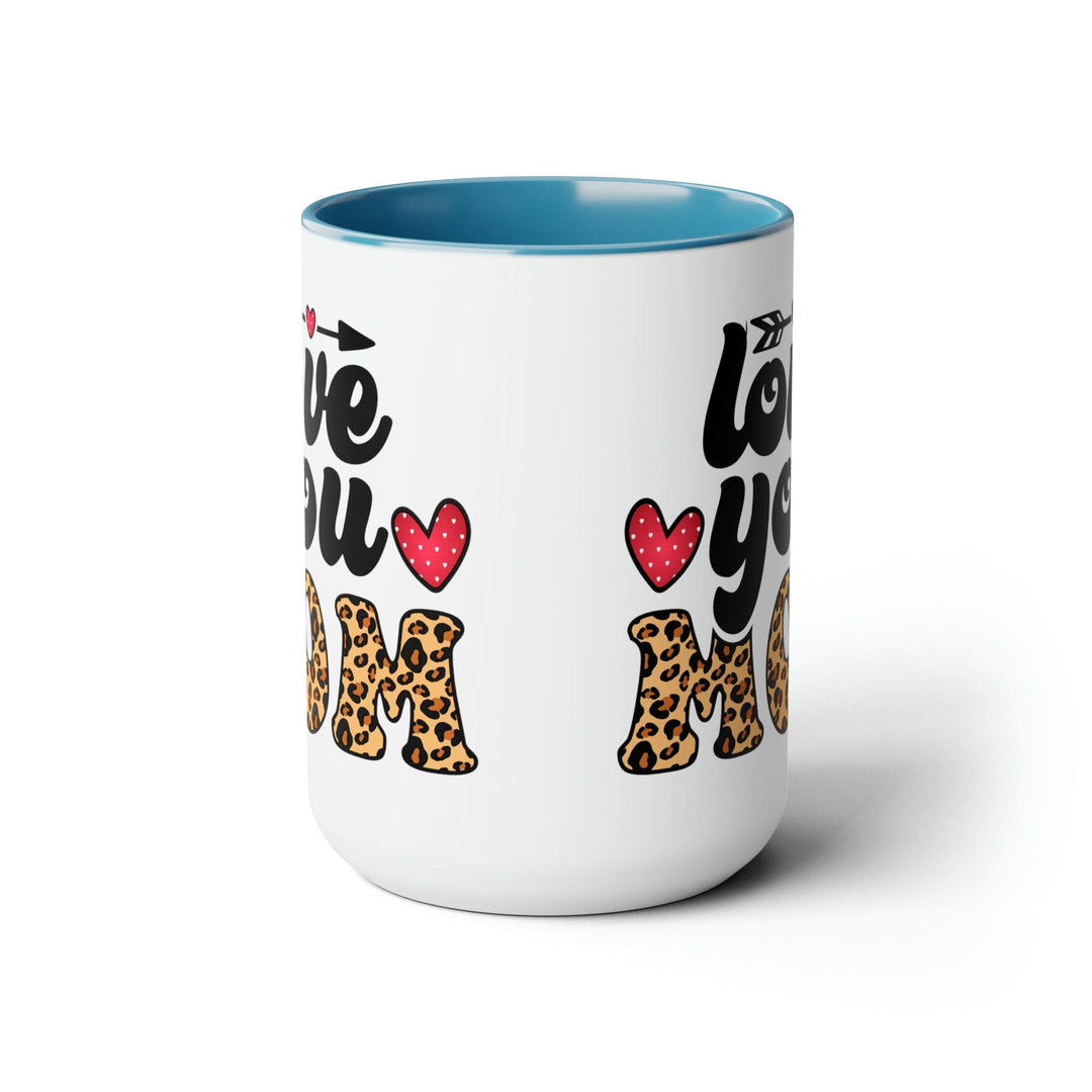 Accent Ceramic Coffee Mug 15oz - Love you Mom Leopard Print Black Illustration