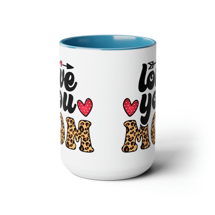 Accent Ceramic Coffee Mug 15oz - Love you Mom Leopard Print Black Illustration