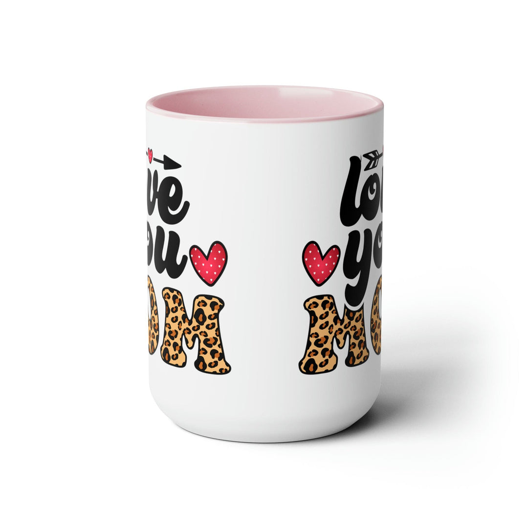 Accent Ceramic Coffee Mug 15oz - Love you Mom Leopard Print Black Illustration