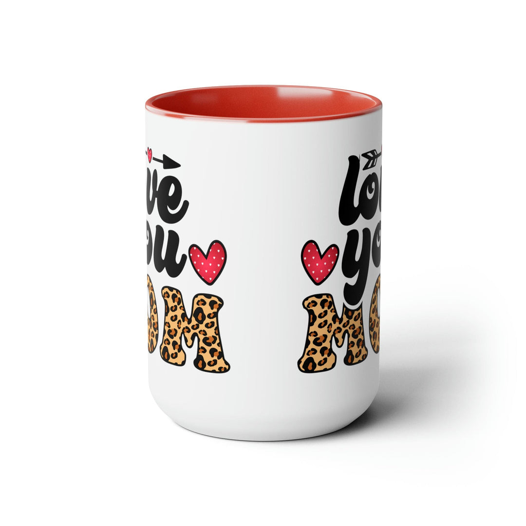 Accent Ceramic Coffee Mug 15oz - Love you Mom Leopard Print Black Illustration