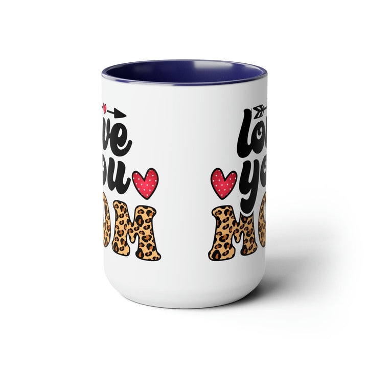 Accent Ceramic Coffee Mug 15oz - Love you Mom Leopard Print Black Illustration