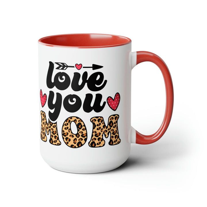 Accent Ceramic Coffee Mug 15oz - Love you Mom Leopard Print Black Illustration