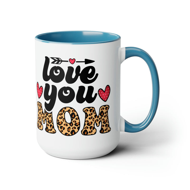 Accent Ceramic Coffee Mug 15oz - Love you Mom Leopard Print Black Illustration