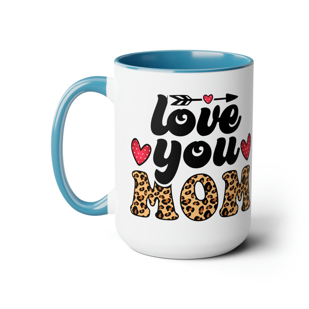 Accent Ceramic Coffee Mug 15oz - Love you Mom Leopard Print Black Illustration