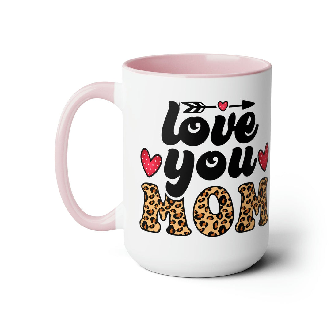 Accent Ceramic Coffee Mug 15oz - Love you Mom Leopard Print Black Illustration