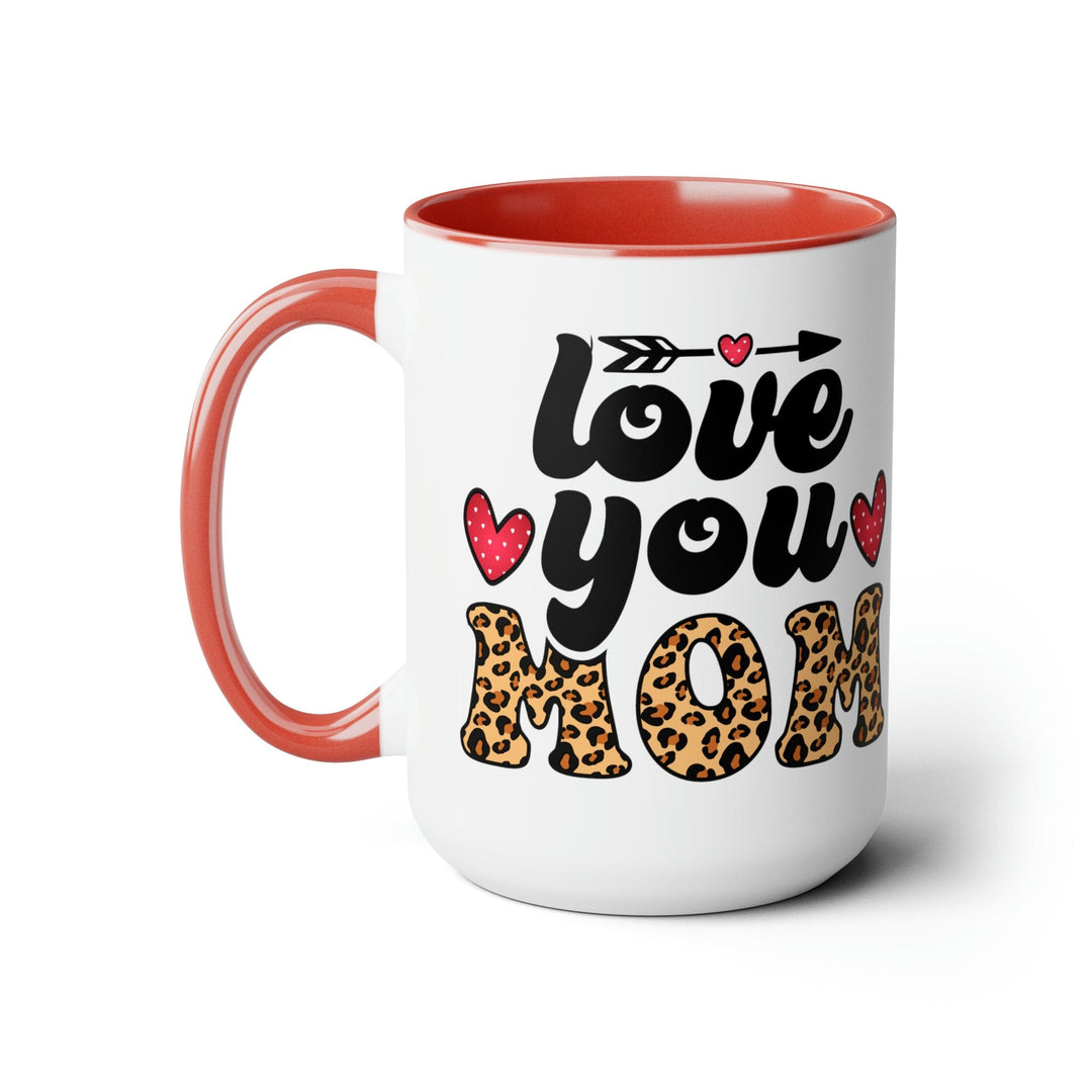 Accent Ceramic Coffee Mug 15oz - Love you Mom Leopard Print Black Illustration