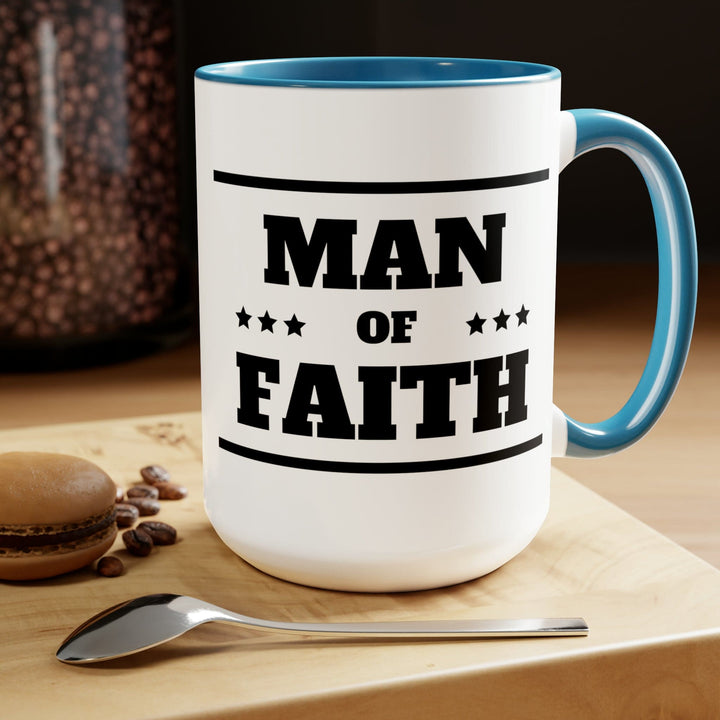 Accent Ceramic Coffee Mug 15oz - Man of Faith Black Illustration - Decorative