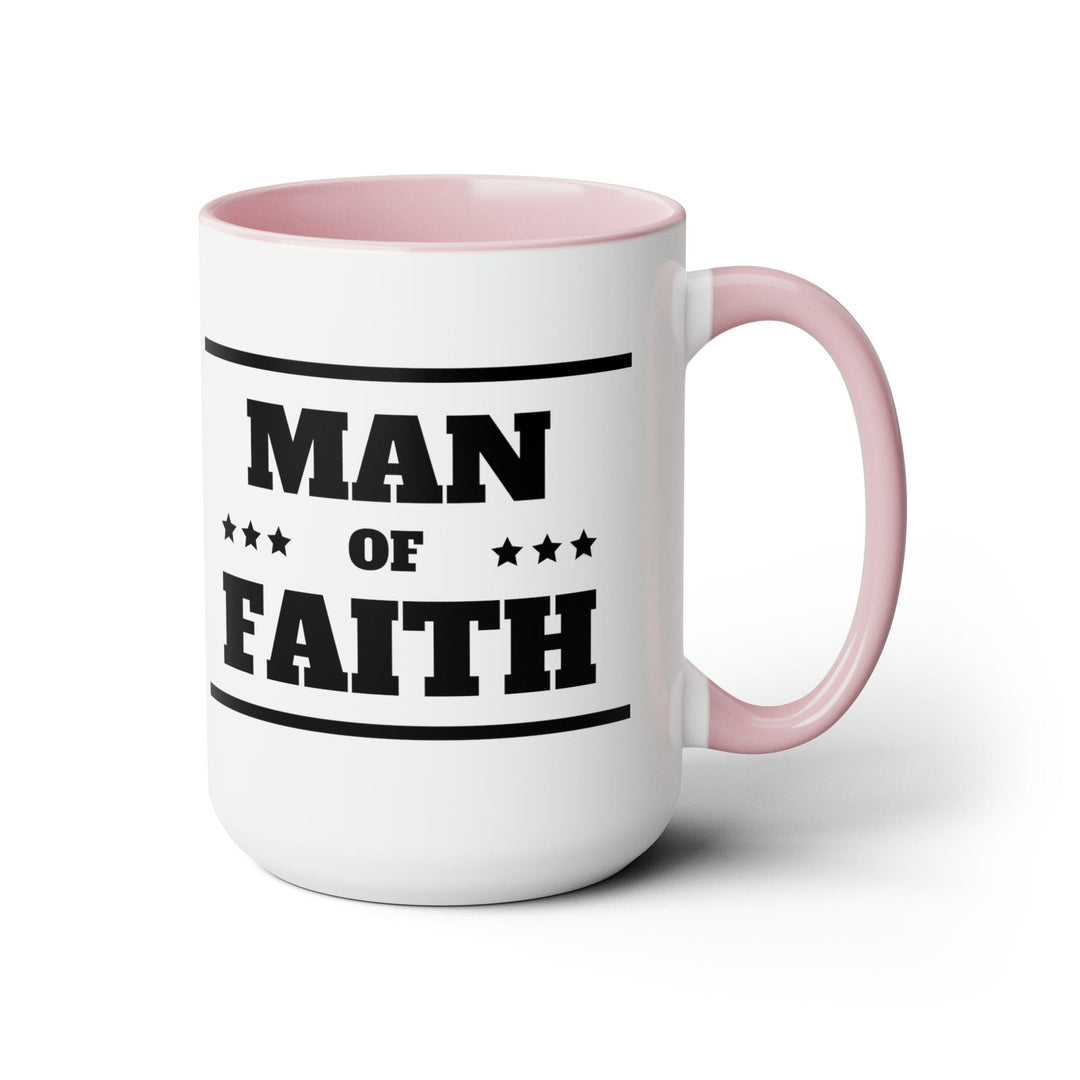 Accent Ceramic Coffee Mug 15oz - Man Of Faith Black Illustration - Decorative