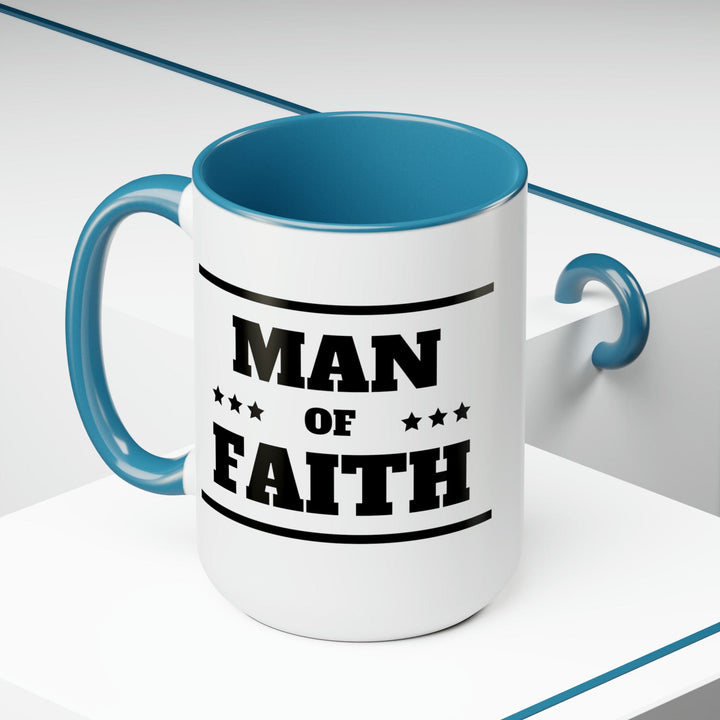 Accent Ceramic Coffee Mug 15oz - Man of Faith Black Illustration - Decorative