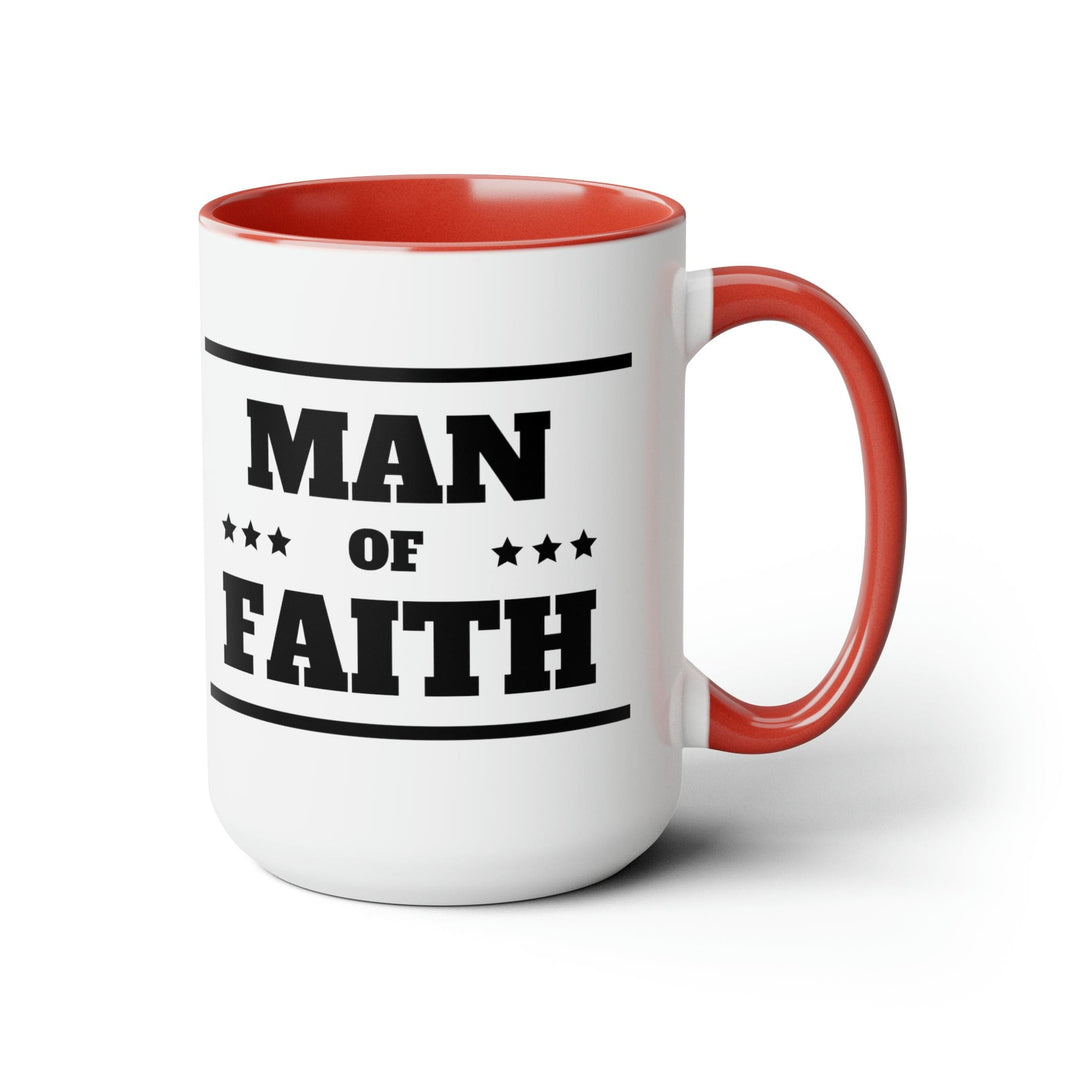 Accent Ceramic Coffee Mug 15oz - Man Of Faith Black Illustration - Decorative