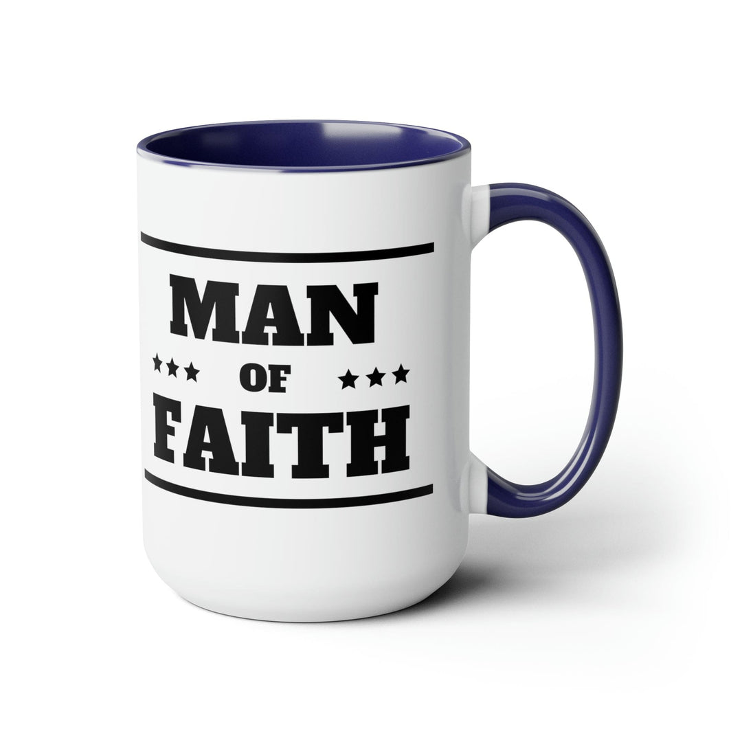 Accent Ceramic Coffee Mug 15oz - Man Of Faith Black Illustration - Decorative