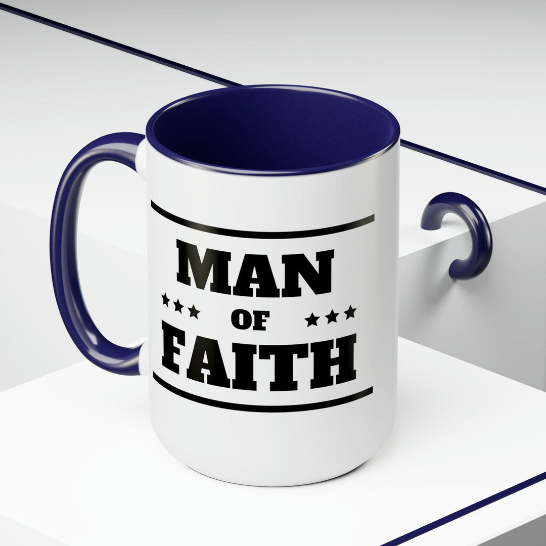 Accent Ceramic Coffee Mug 15oz - Man Of Faith Black Illustration - Decorative