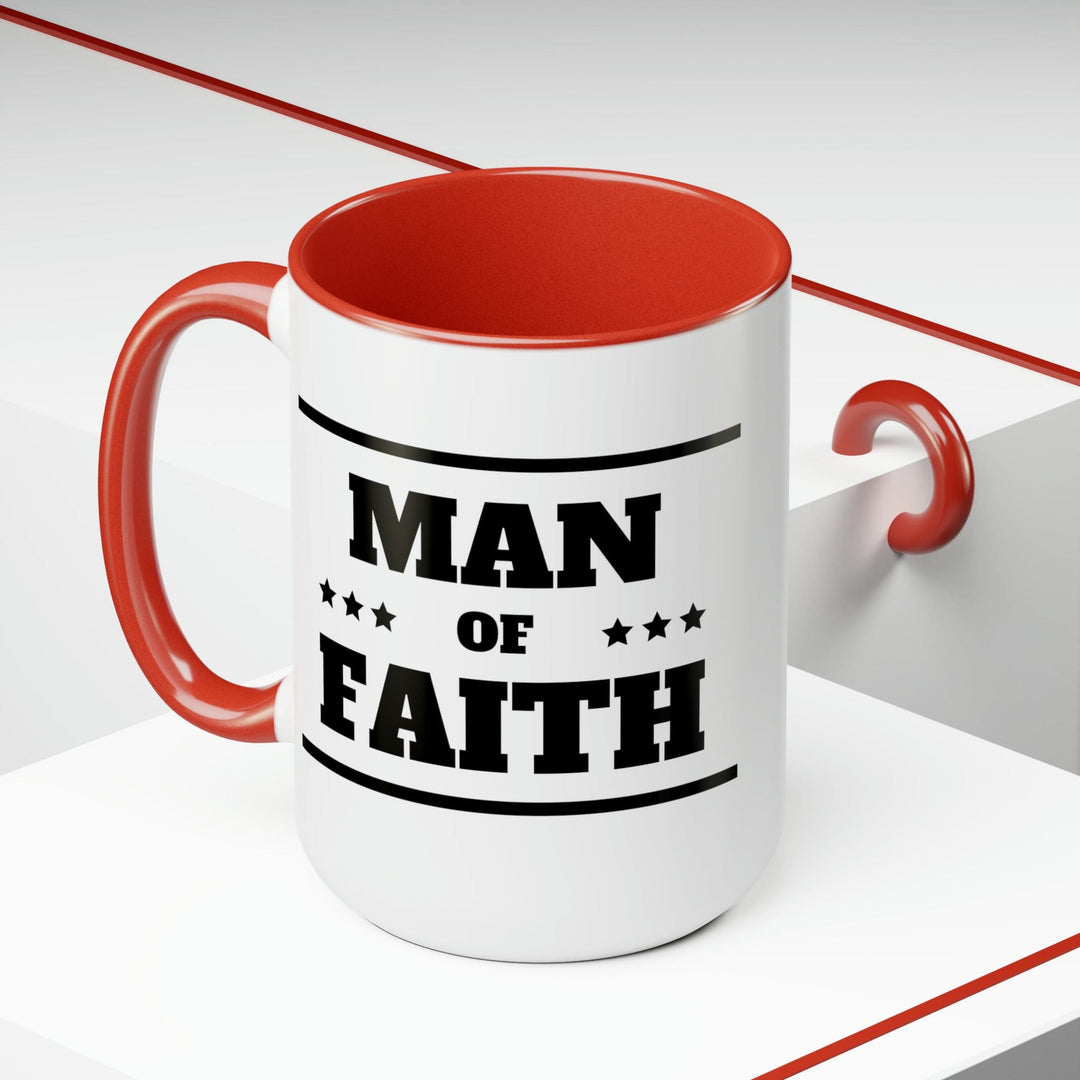 Accent Ceramic Coffee Mug 15oz - Man Of Faith Black Illustration - Decorative