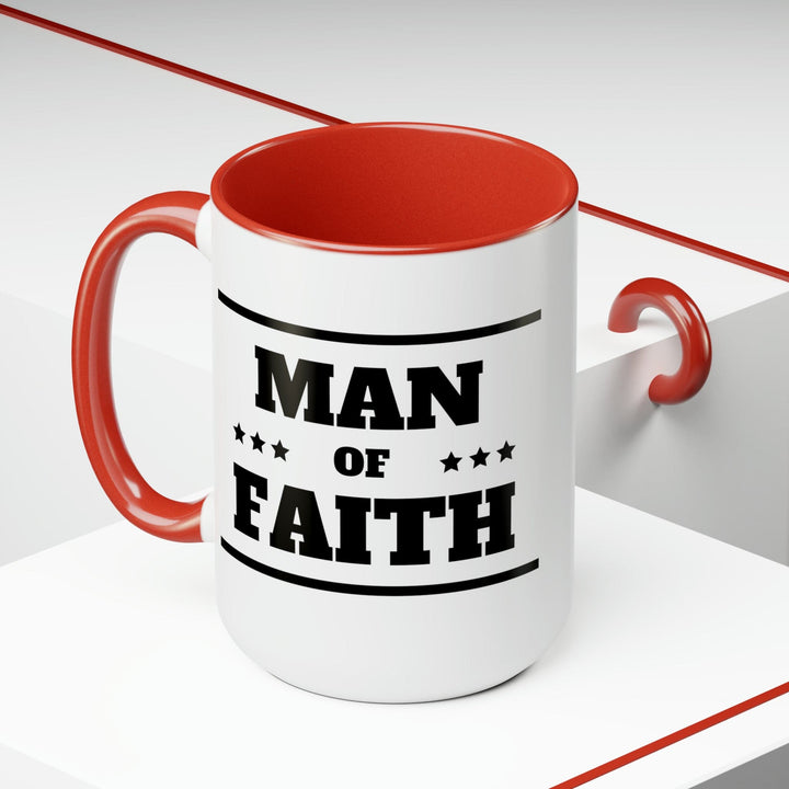 Accent Ceramic Coffee Mug 15oz - Man of Faith Black Illustration - Decorative