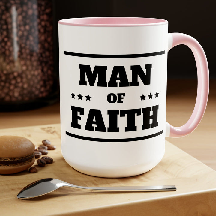 Accent Ceramic Coffee Mug 15oz - Man Of Faith Black Illustration - Decorative
