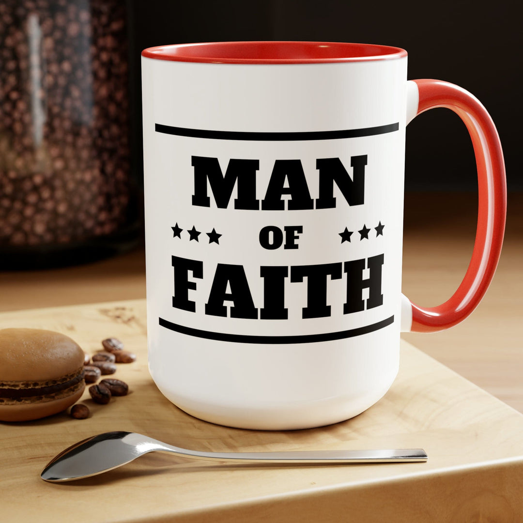 Accent Ceramic Coffee Mug 15oz - Man Of Faith Black Illustration - Decorative