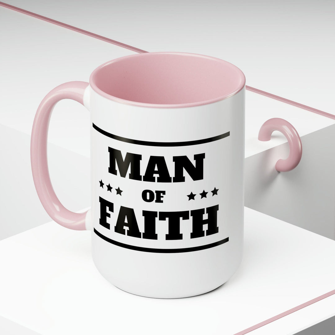 Accent Ceramic Coffee Mug 15oz - Man Of Faith Black Illustration - Decorative