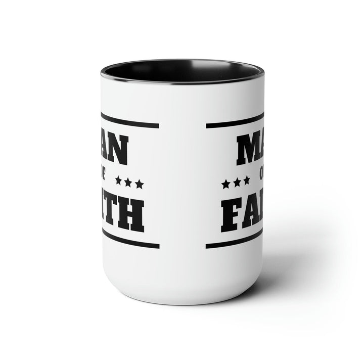 Accent Ceramic Coffee Mug 15oz - Man of Faith Black Illustration - Decorative