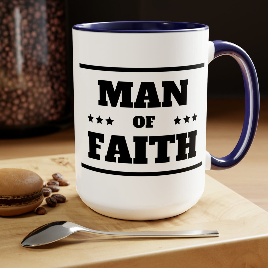 Accent Ceramic Coffee Mug 15oz - Man of Faith Black Illustration - Decorative