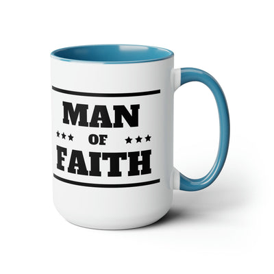 Accent Ceramic Coffee Mug 15oz - Man Of Faith Black Illustration - Decorative |