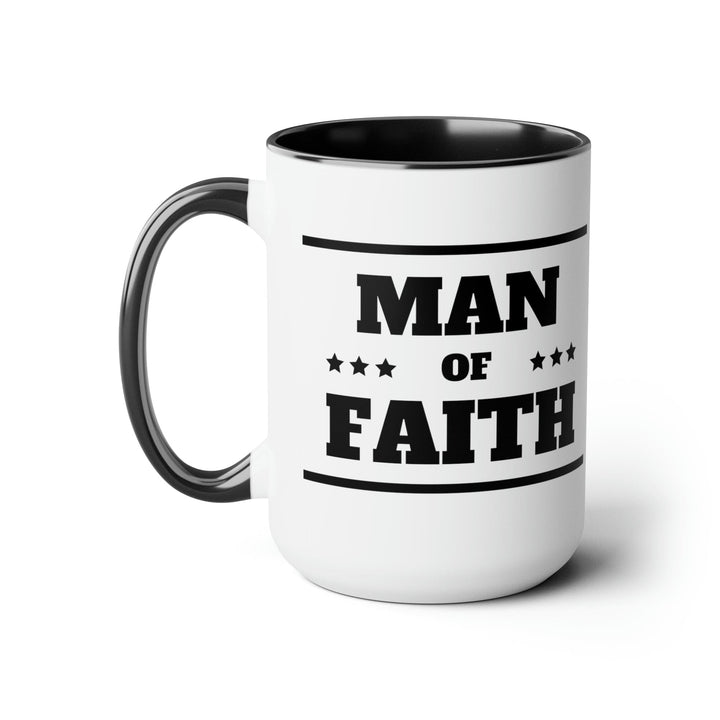 Accent Ceramic Coffee Mug 15oz - Man Of Faith Black Illustration - Decorative