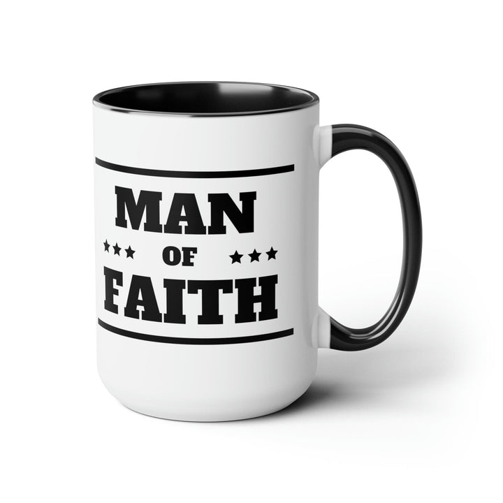 Accent Ceramic Coffee Mug 15oz - Man of Faith Black Illustration - Decorative