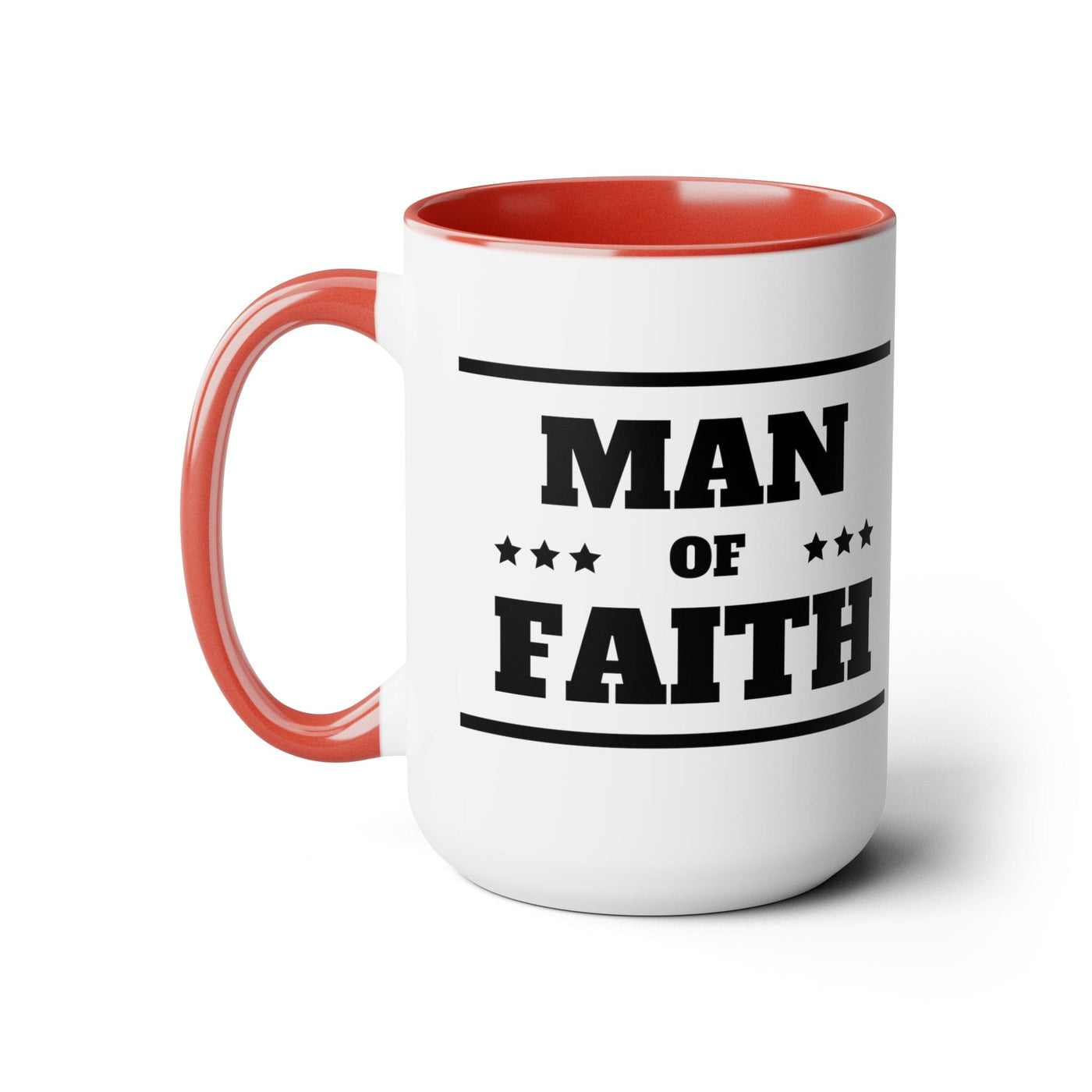 Accent Ceramic Coffee Mug 15oz - Man Of Faith Black Illustration - Decorative |
