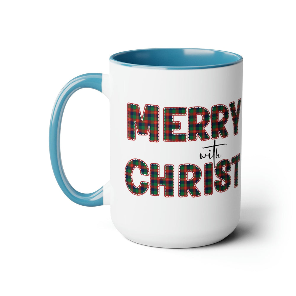 Accent Ceramic Coffee Mug 15oz - Merry with Christ Red and Green Plaid