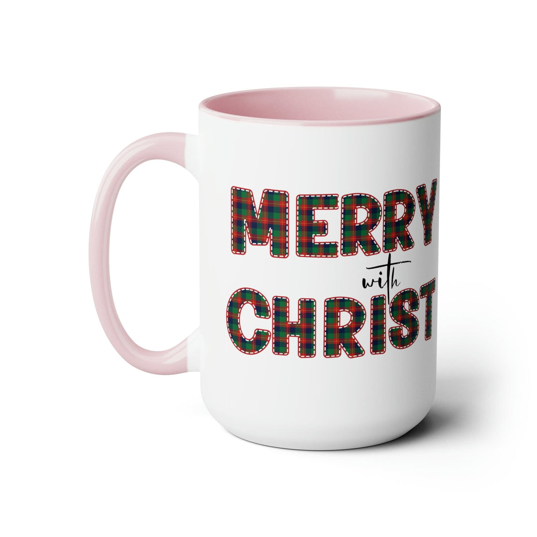 Accent Ceramic Coffee Mug 15oz - Merry with Christ Red and Green Plaid