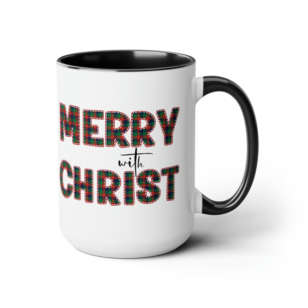 Accent Ceramic Coffee Mug 15oz - Merry with Christ Red and Green Plaid