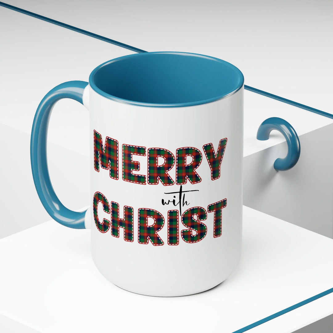 Accent Ceramic Coffee Mug 15oz - Merry with Christ Red and Green Plaid