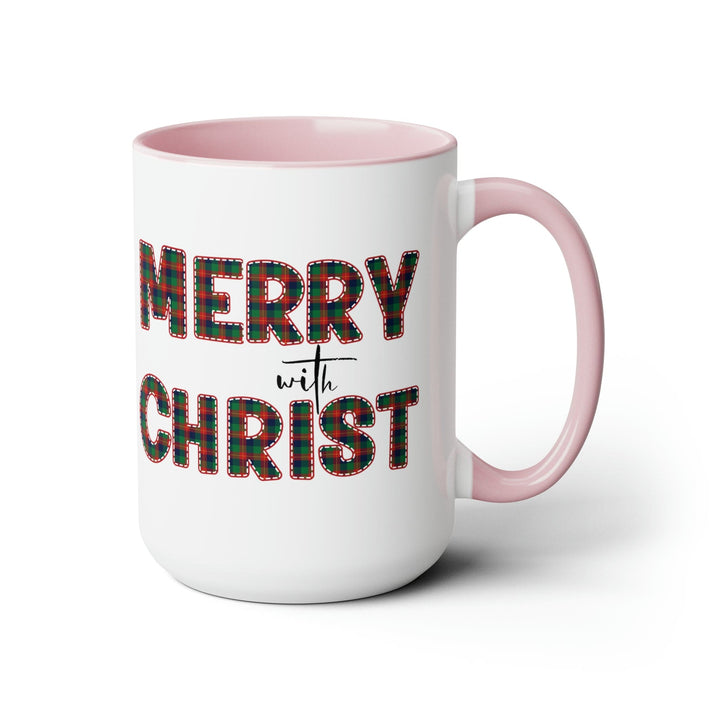 Accent Ceramic Coffee Mug 15oz - Merry with Christ Red and Green Plaid