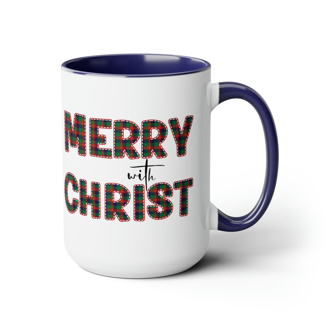 Accent Ceramic Coffee Mug 15oz - Merry with Christ Red and Green Plaid