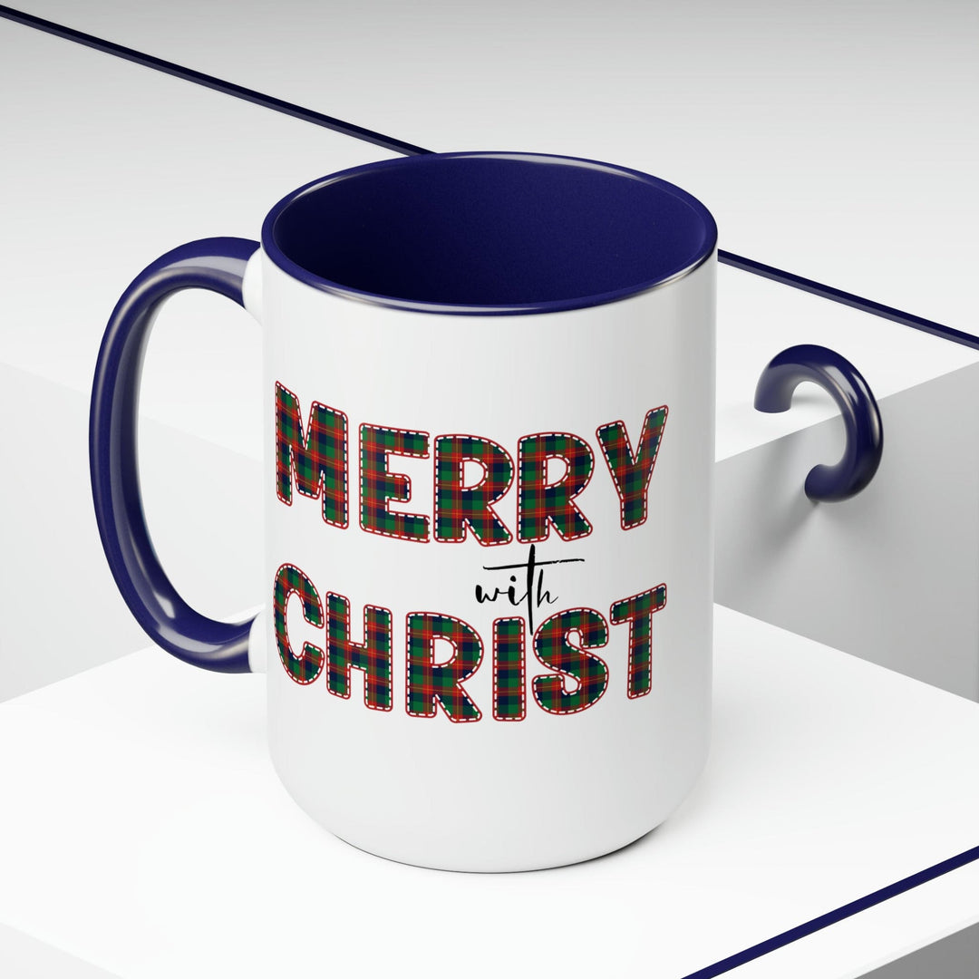 Accent Ceramic Coffee Mug 15oz - Merry with Christ Red and Green Plaid