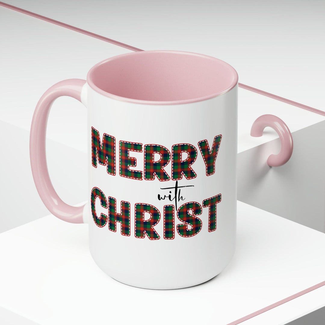 Accent Ceramic Coffee Mug 15oz - Merry with Christ Red and Green Plaid