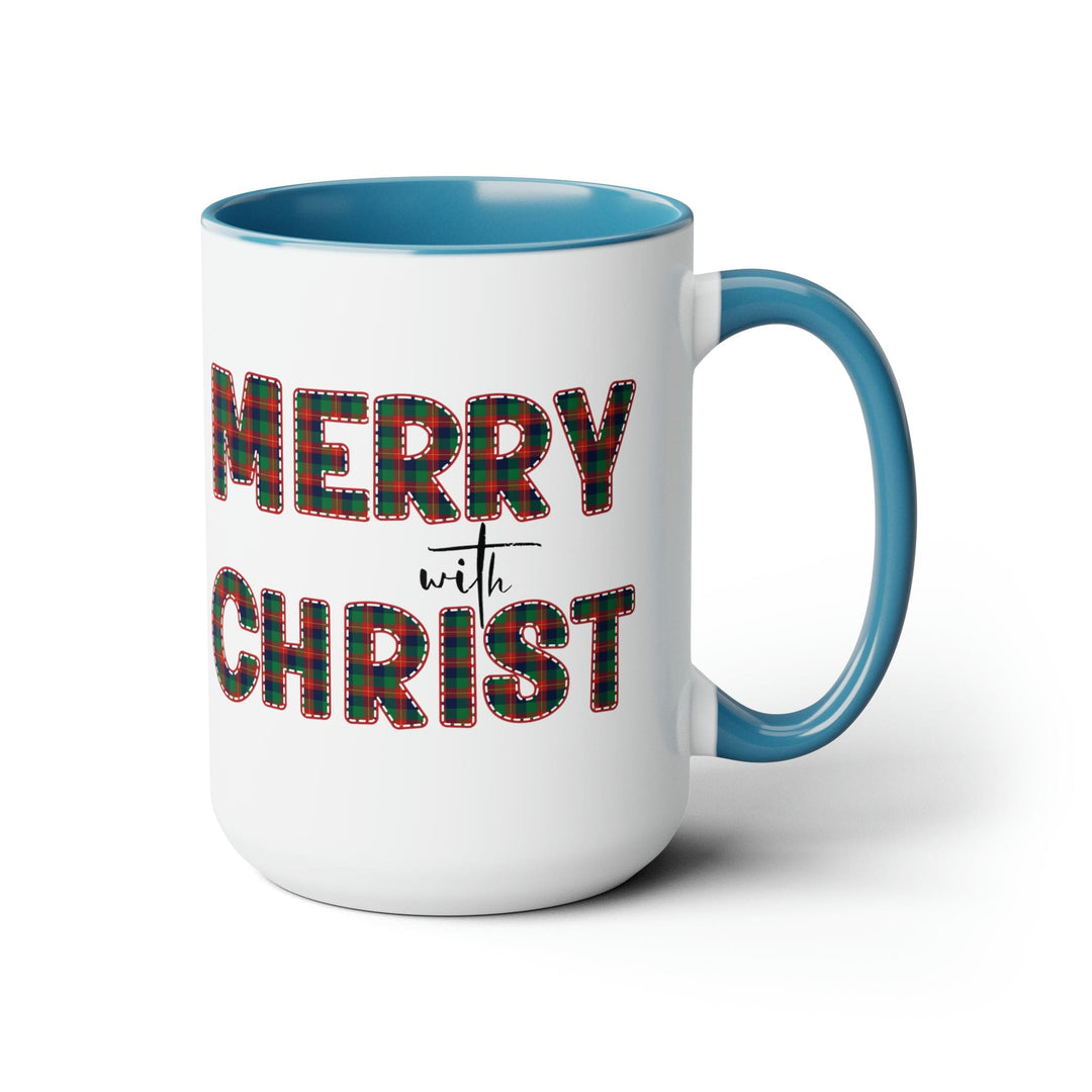 Accent Ceramic Coffee Mug 15oz - Merry with Christ Red and Green Plaid