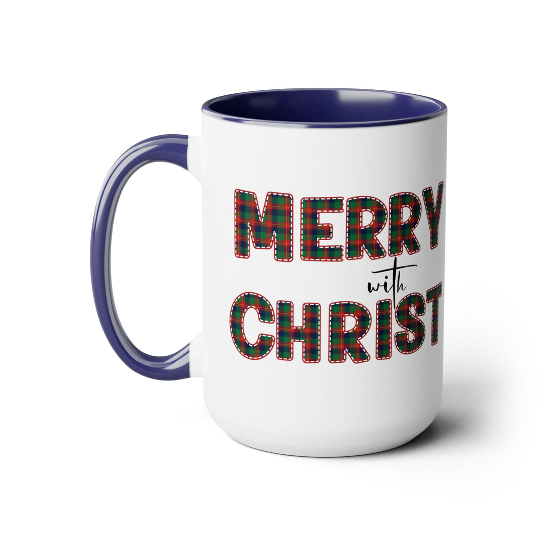 Accent Ceramic Coffee Mug 15oz - Merry with Christ Red and Green Plaid