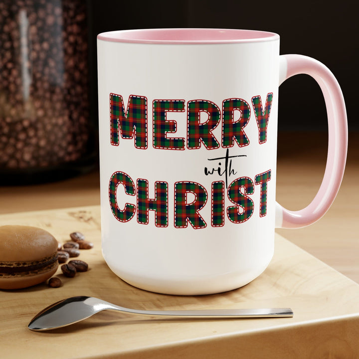 Accent Ceramic Coffee Mug 15oz - Merry with Christ Red and Green Plaid