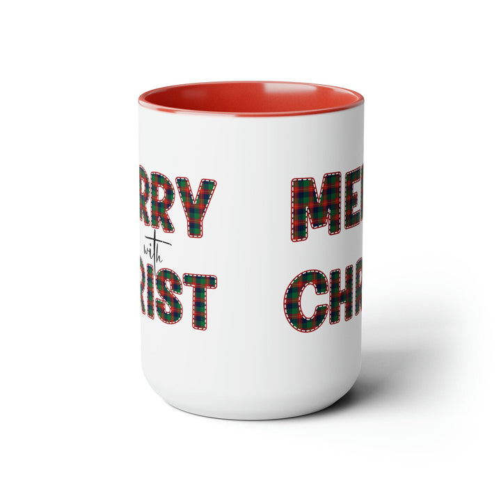 Accent Ceramic Coffee Mug 15oz - Merry with Christ Red and Green Plaid