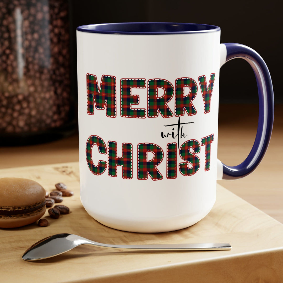 Accent Ceramic Coffee Mug 15oz - Merry with Christ Red and Green Plaid