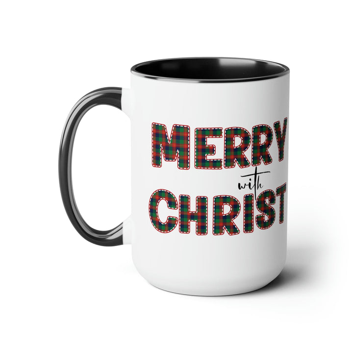 Accent Ceramic Coffee Mug 15oz - Merry with Christ Red and Green Plaid