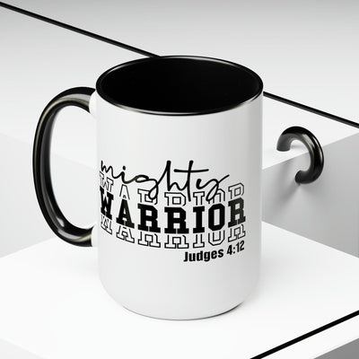 Accent Ceramic Coffee Mug 15oz - Mighty Warrior Black Illustration - Decorative