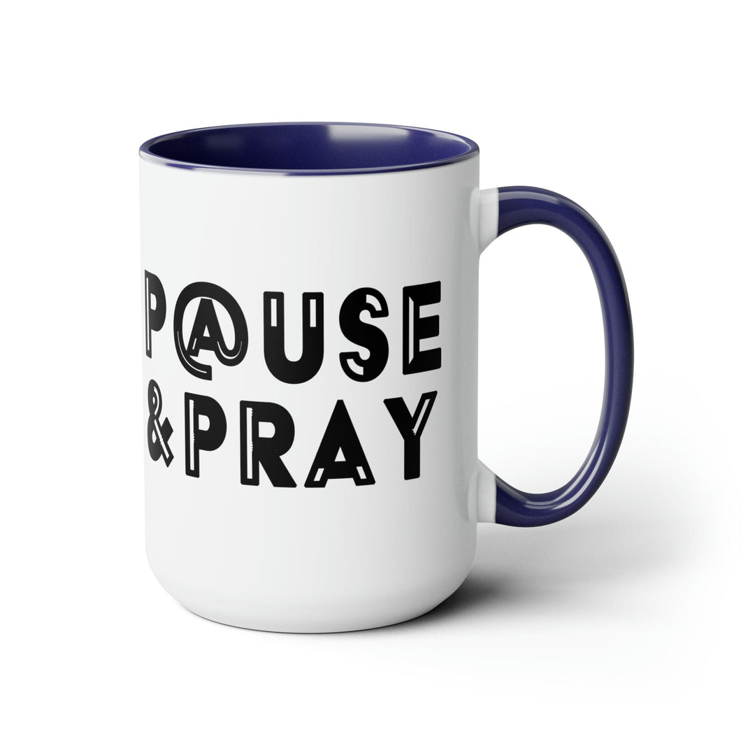 Accent Ceramic Coffee Mug 15oz - Pause and Pray Black Illustration - Decorative