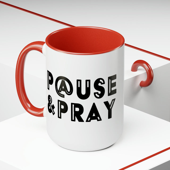 Accent Ceramic Coffee Mug 15oz - Pause and Pray Black Illustration - Decorative