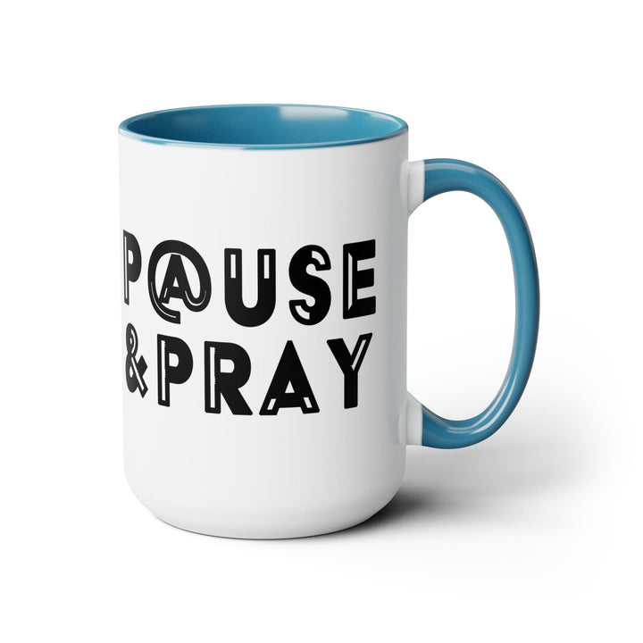 Accent Ceramic Coffee Mug 15oz - Pause and Pray Black Illustration - Decorative