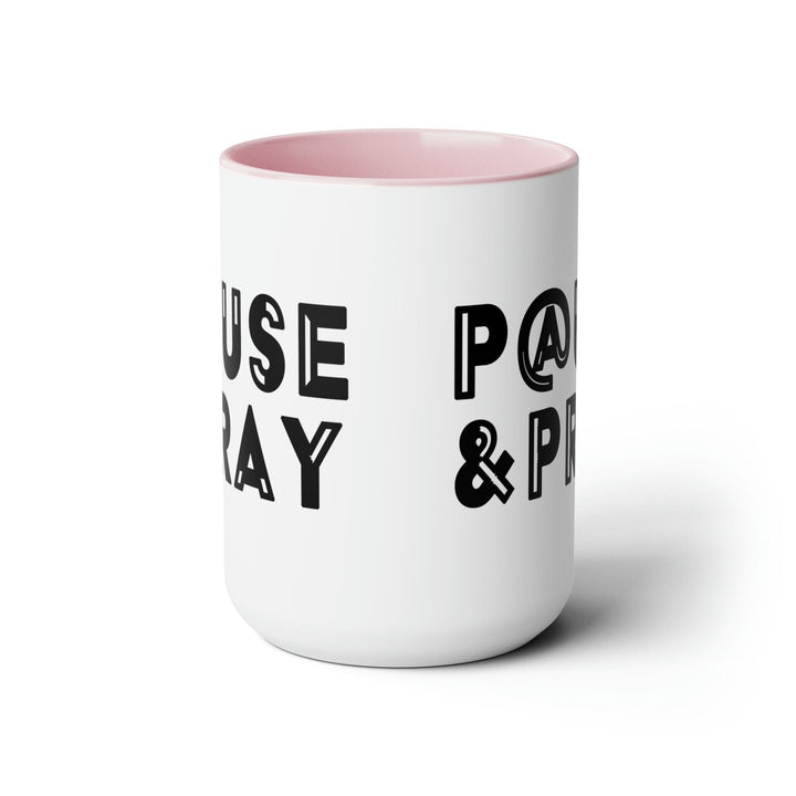 Accent Ceramic Coffee Mug 15oz - Pause and Pray Black Illustration - Decorative