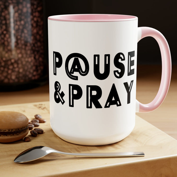 Accent Ceramic Coffee Mug 15oz - Pause and Pray Black Illustration - Decorative