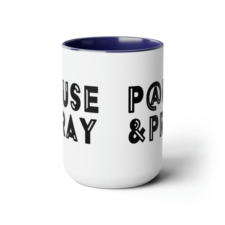 Accent Ceramic Coffee Mug 15oz - Pause and Pray Black Illustration - Decorative