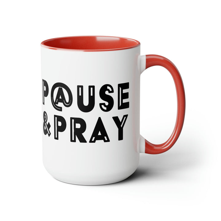 Accent Ceramic Coffee Mug 15oz - Pause and Pray Black Illustration - Decorative